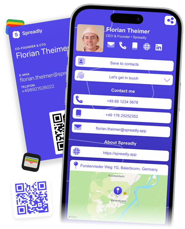 Digital business card from Spreadly with Apple Wallet business card
