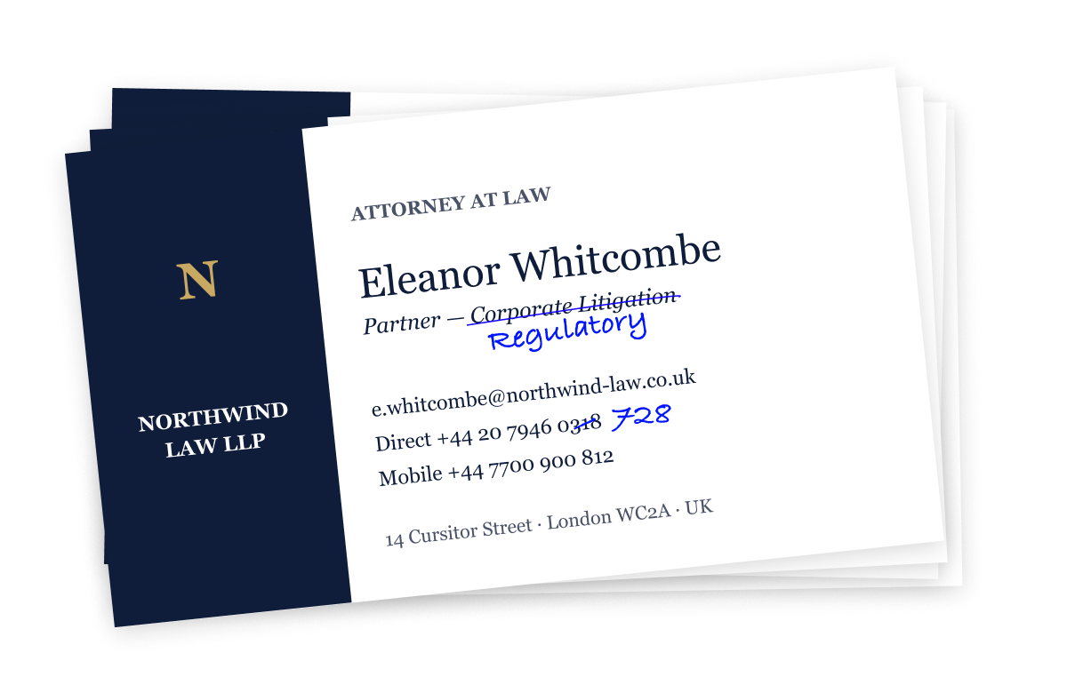 Paper business card with expired information