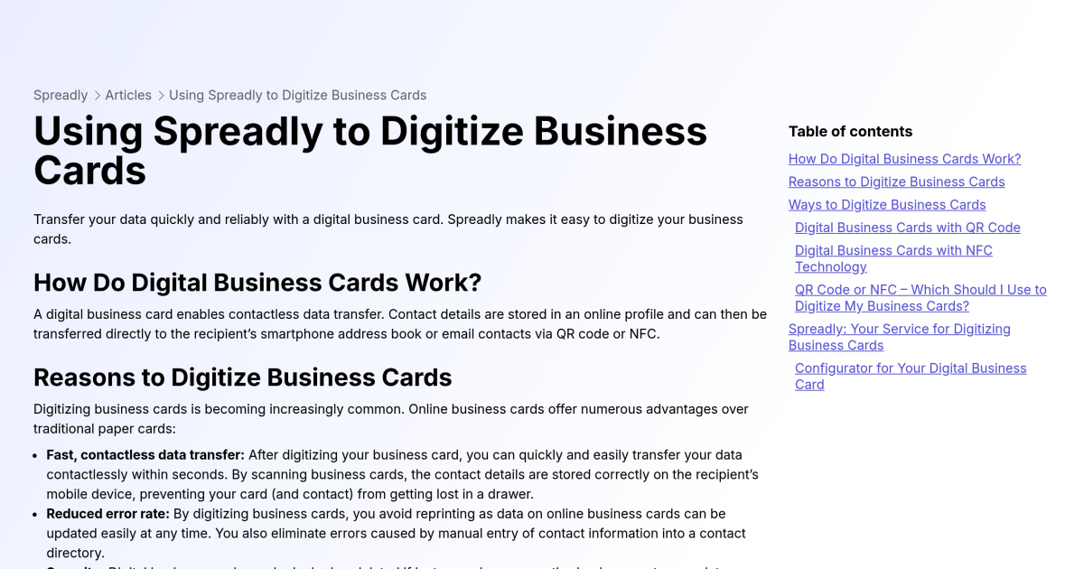 Using Spreadly to Digitize Business Cards