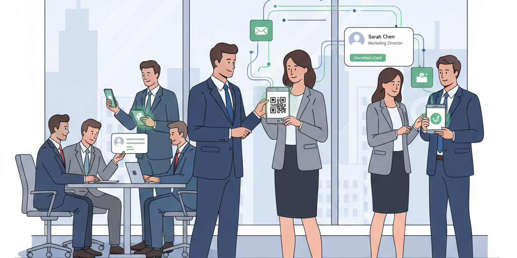 Échange professionnel de contacts numériques via vCard
