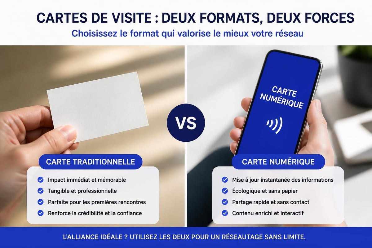 Comparaison entre carte de visite physique et numérique