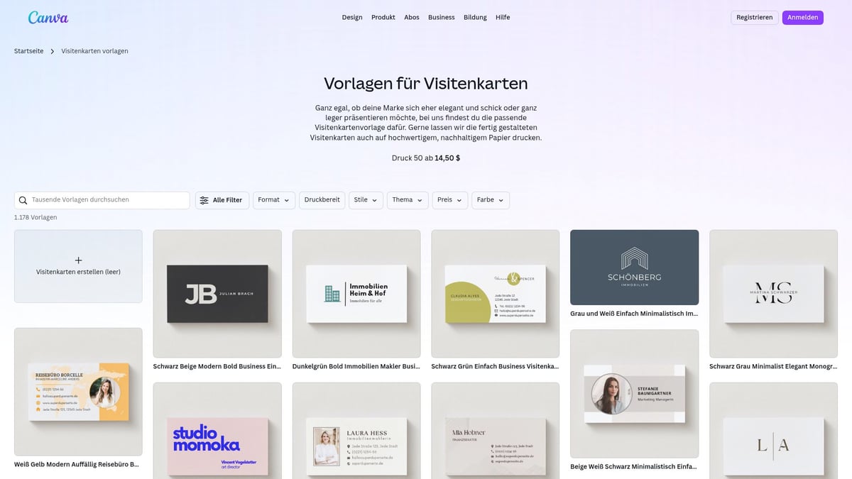 7 Moderne Vorlage Visitenkarte Ideen für 2025 - Canva – Kreative & kostenlose Vorlagen für jeden Stil