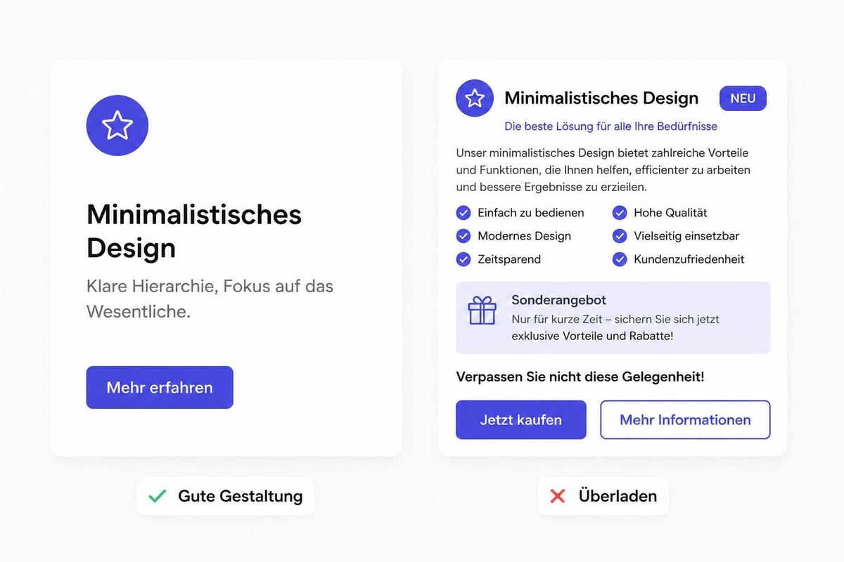 Minimal versus cluttered business card design