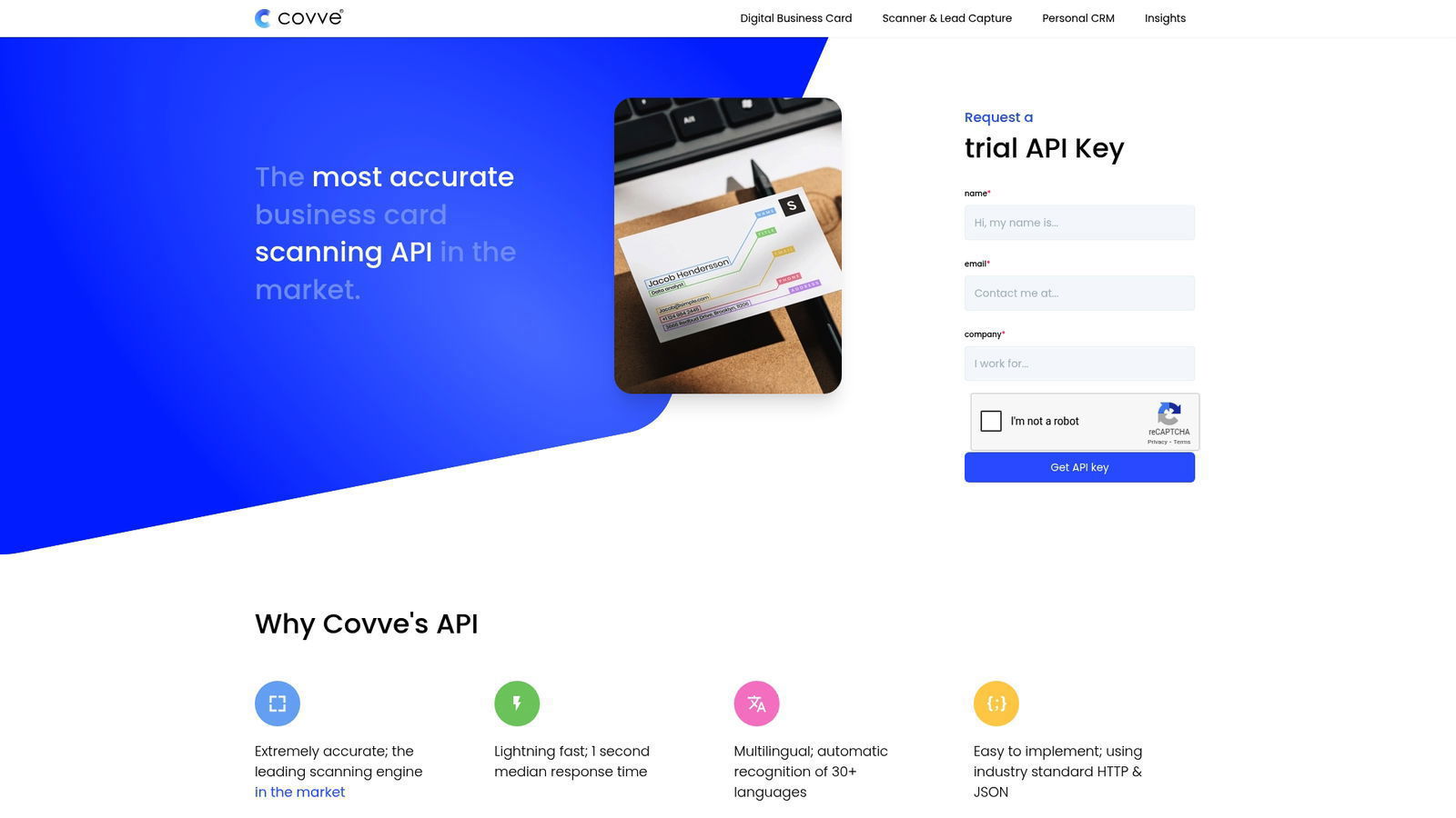 Covve Business Card Scanning