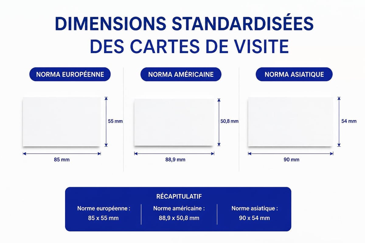 Comparaison des formats de cartes de visite internationaux