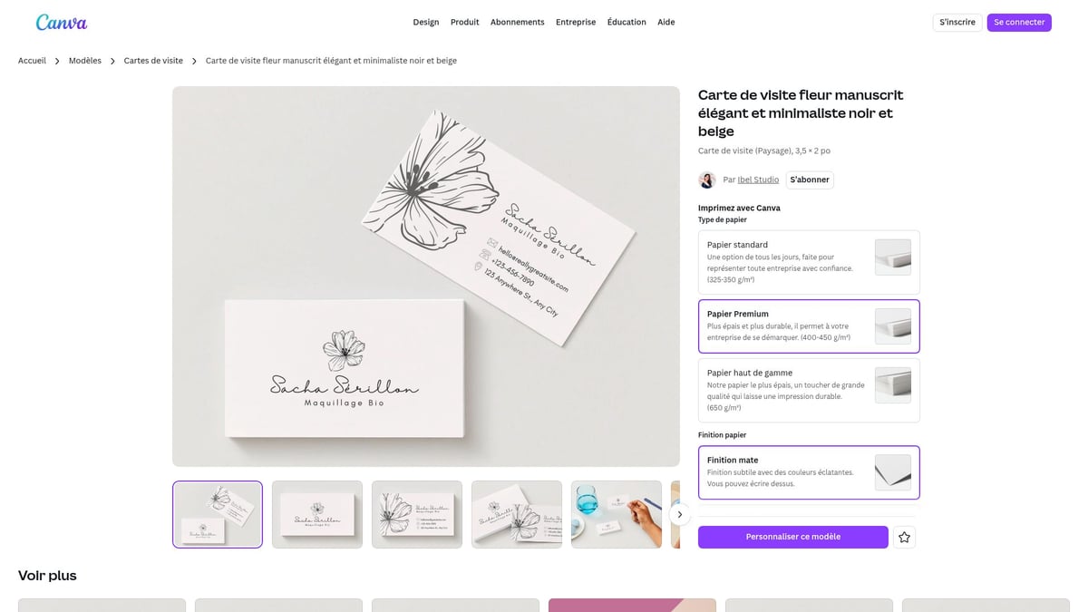 8 Modèles De Carte De Visite Inspirants À Découvrir En 2025 - Carte De Visite Fleur Manuscrit Minimaliste Noir Et Beige – Canva