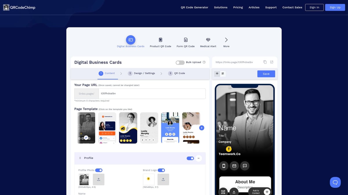 7 Best Free Digital Visiting Card Platforms for 2025 - QRCodeChimp