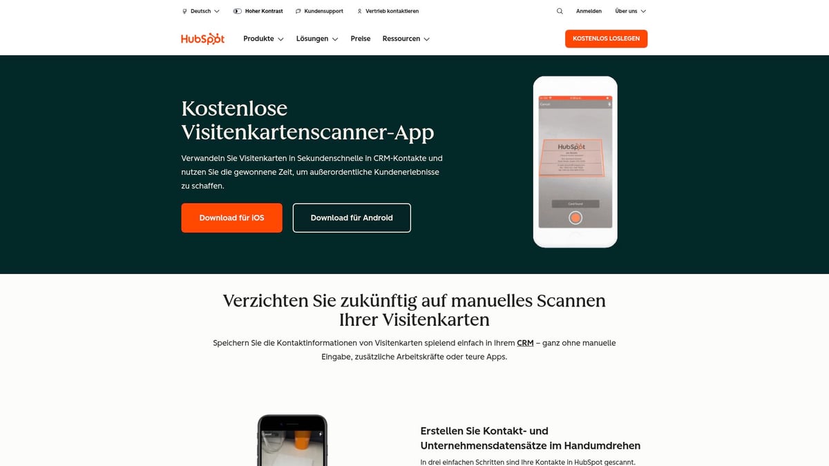 7 Top App Visitenkarte Tools 2025: Digital Vernetzen Leicht Gemacht - HubSpot Business Card Scanner App