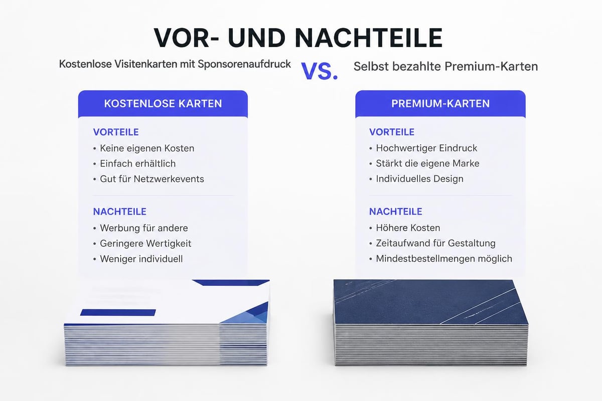 Vergleich kostenlose vs. kostenpflichtige Visitenkarten