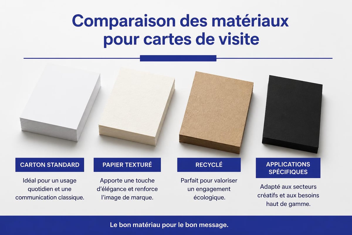 Matériaux et finitions pour cartes de visite