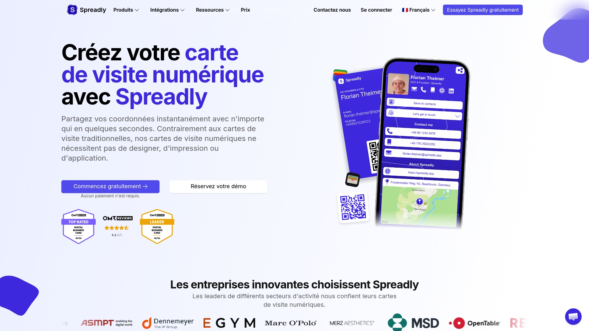Spreadly scanner cartes de visite