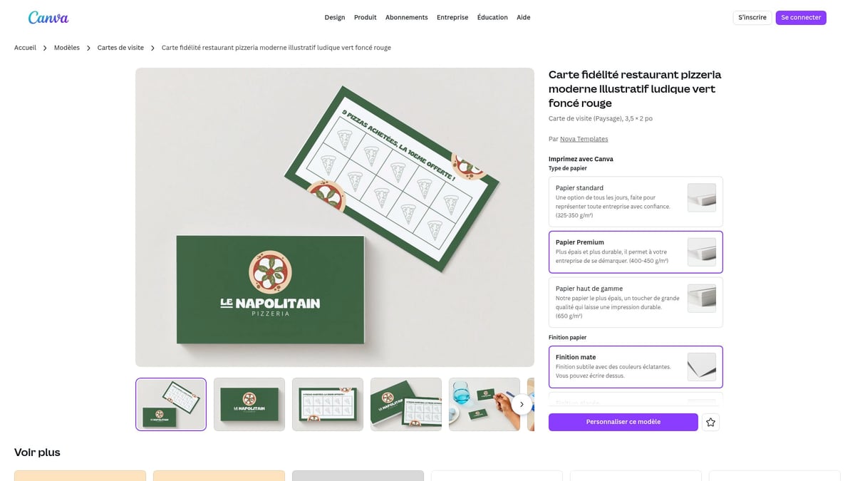 8 Modèles Cartes De Visite Tendance À Découvrir En 2026 - Carte fidélité restaurant pizzeria moderne illustratif – Canva