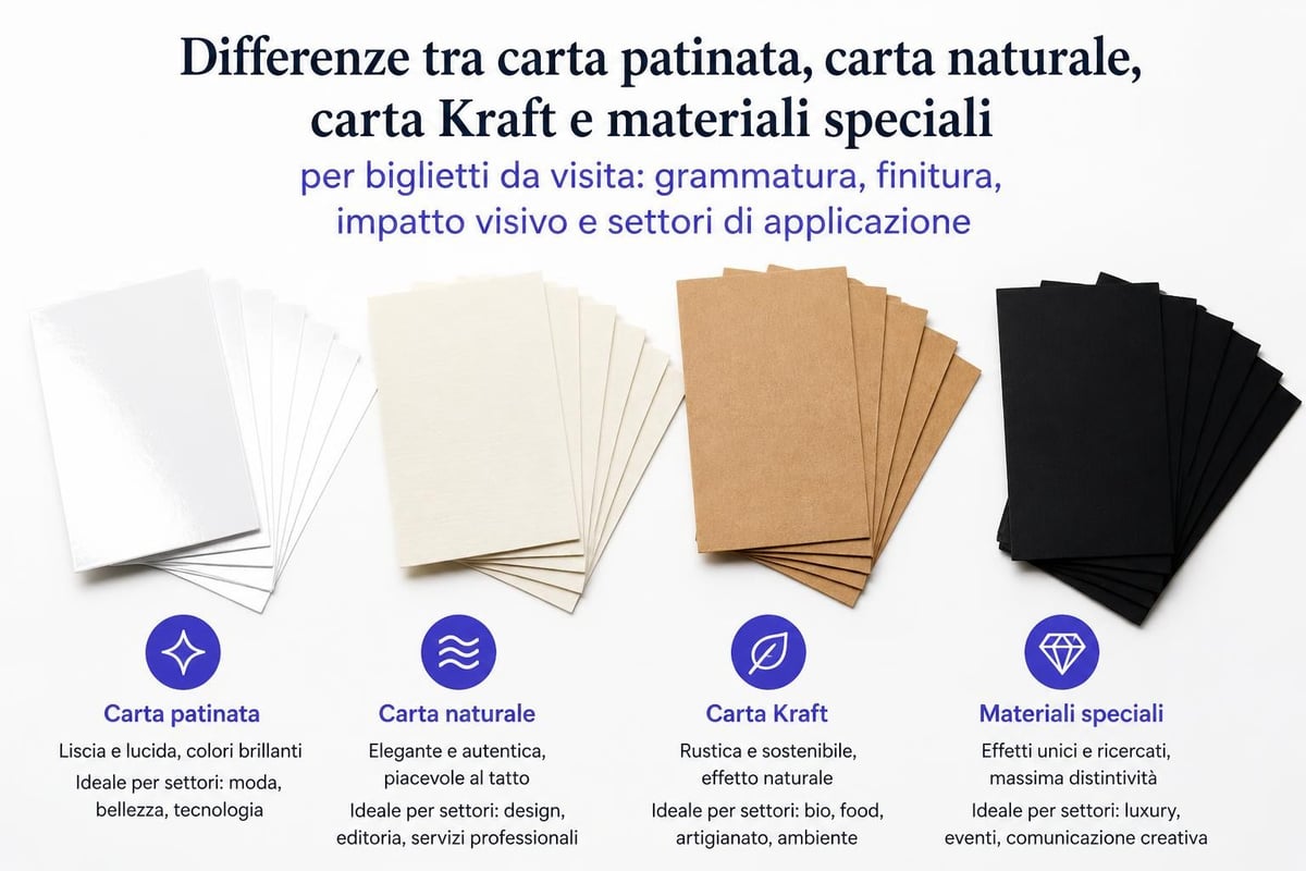 Confronto materiali carta visita