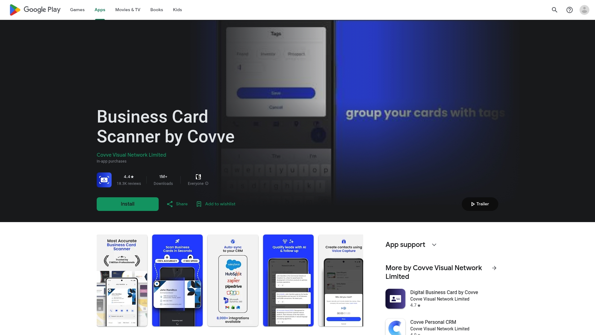 Covve Scan application