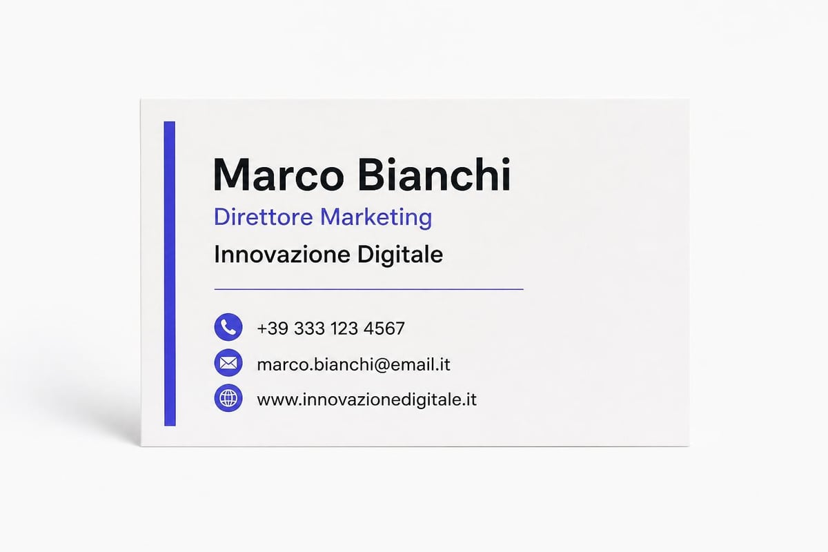 Layout informazioni biglietto da visita