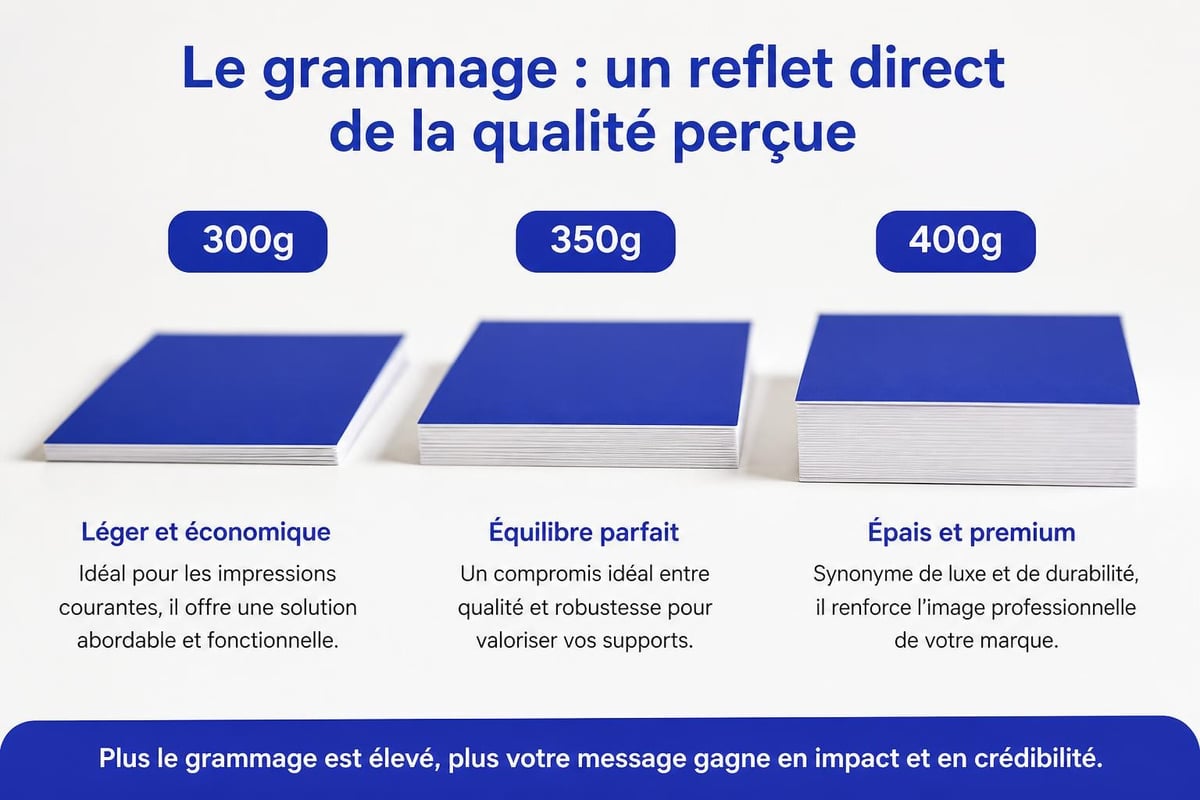 Comparaison grammages papier