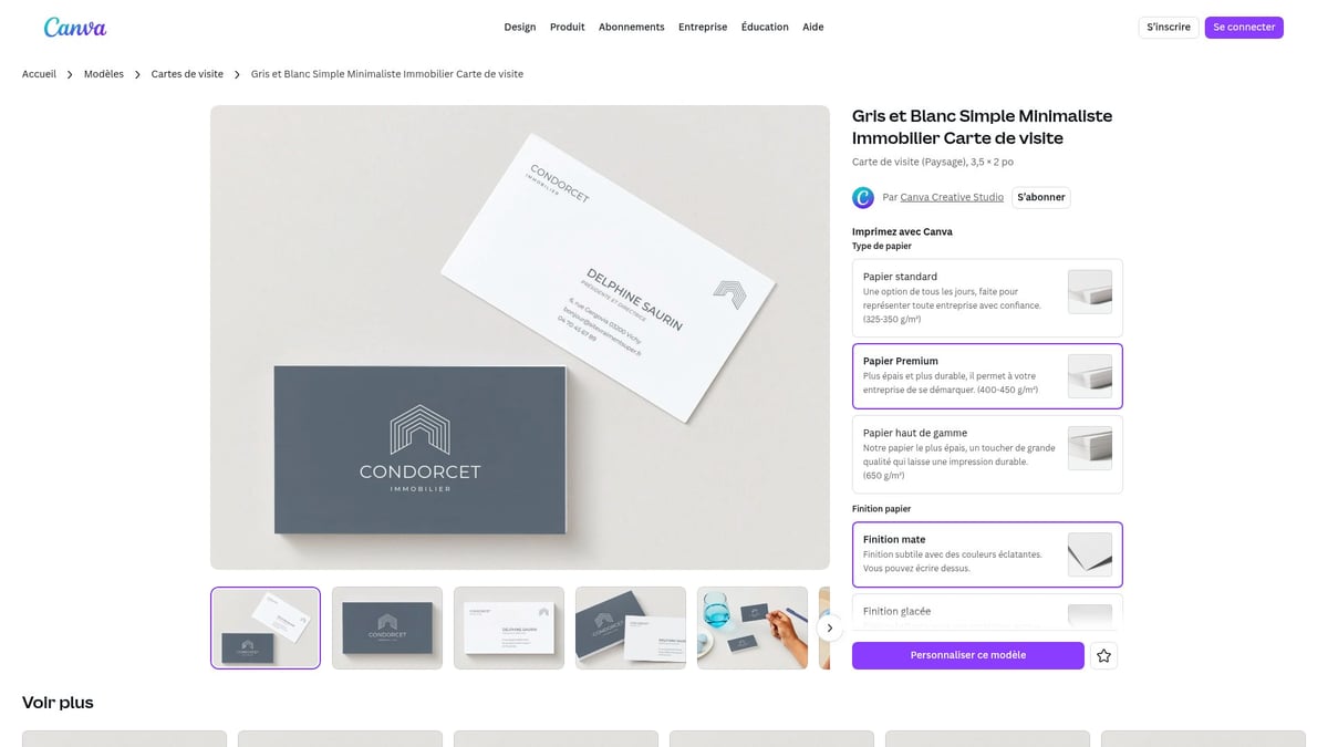 8 Modèles De Carte De Visite Inspirants À Découvrir En 2025 - Carte De Visite Gris Et Blanc Simple Minimaliste Immobilier – Canva