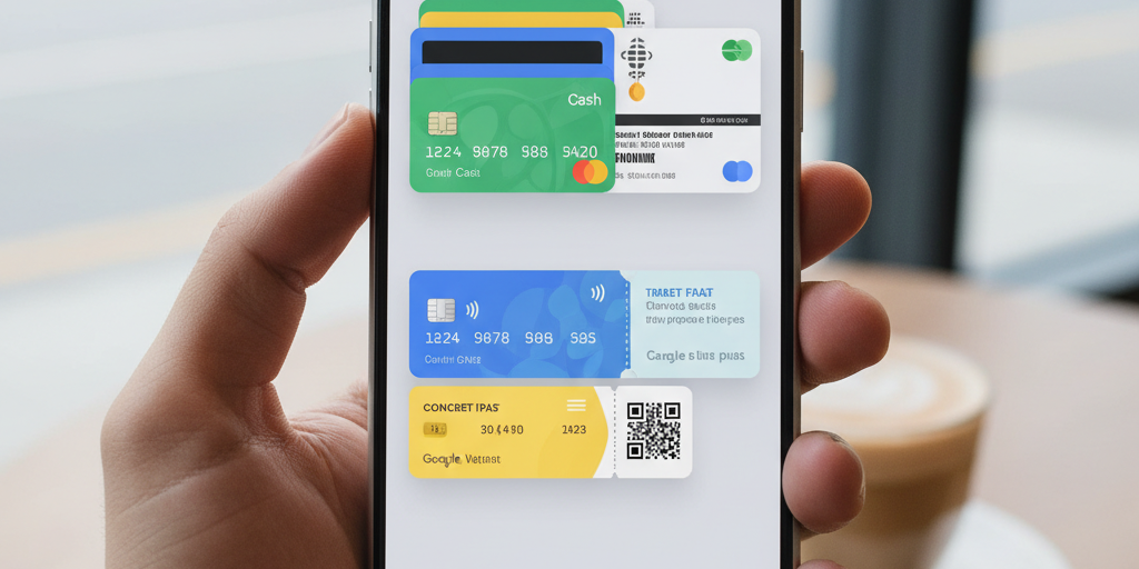 Smartphone displaying digital wallet apps for business cards
