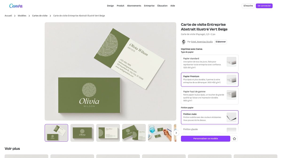 8 Modèles De Carte De Visite Inspirants À Découvrir En 2025 - Carte De Visite Entreprise Abstrait Illustré Vert Beige – Canva