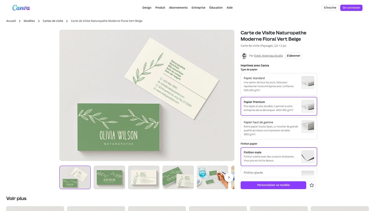 8 Modèles Cartes De Visite Tendance À Découvrir En 2026 - Carte de Visite Naturopathe Moderne Floral Vert Beige – Canva