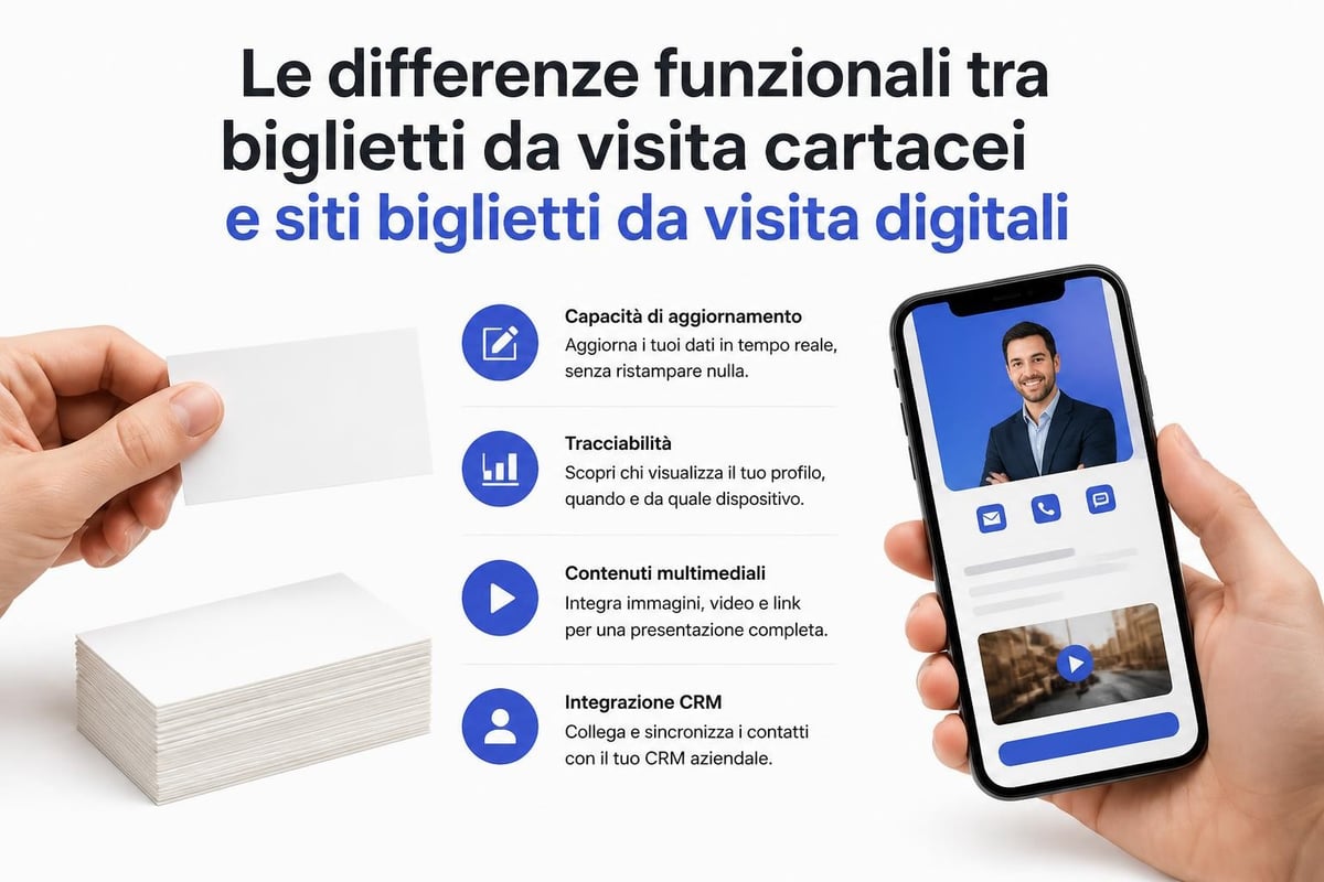 Confronto biglietti da visita tradizionali e digitali