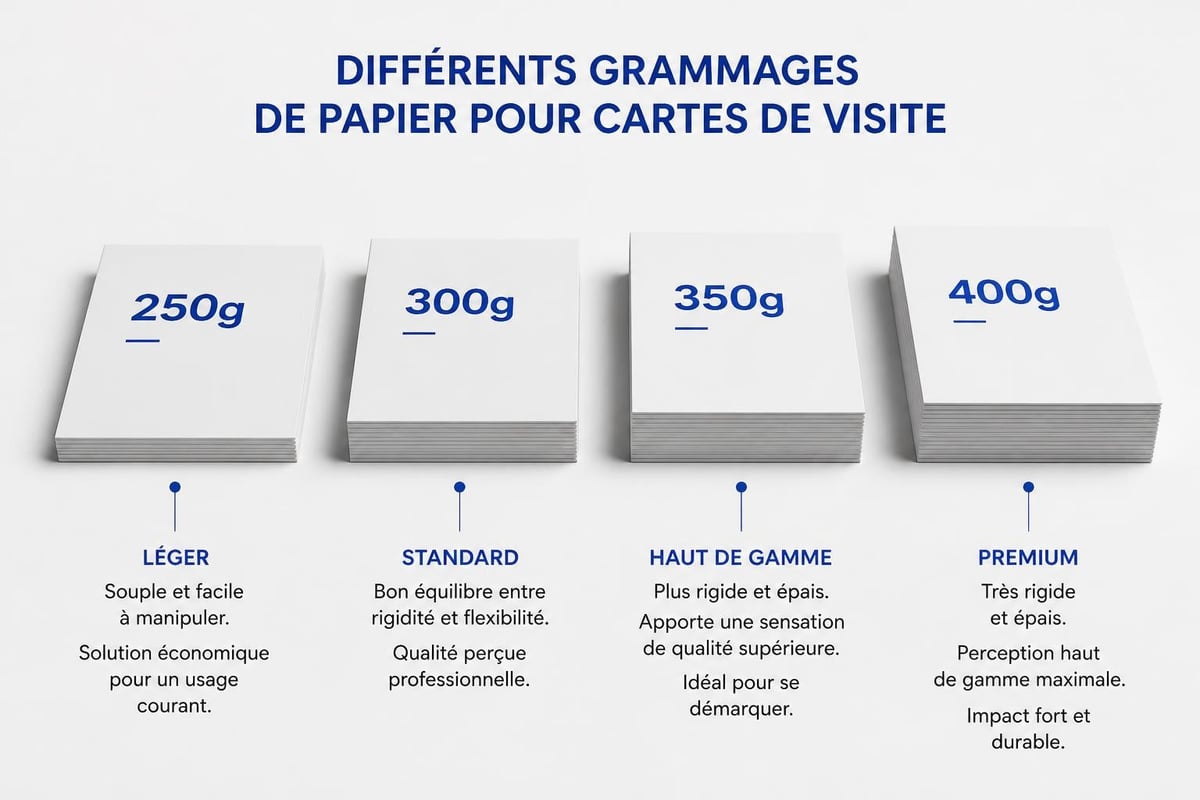 Comparaison grammages papier cartes