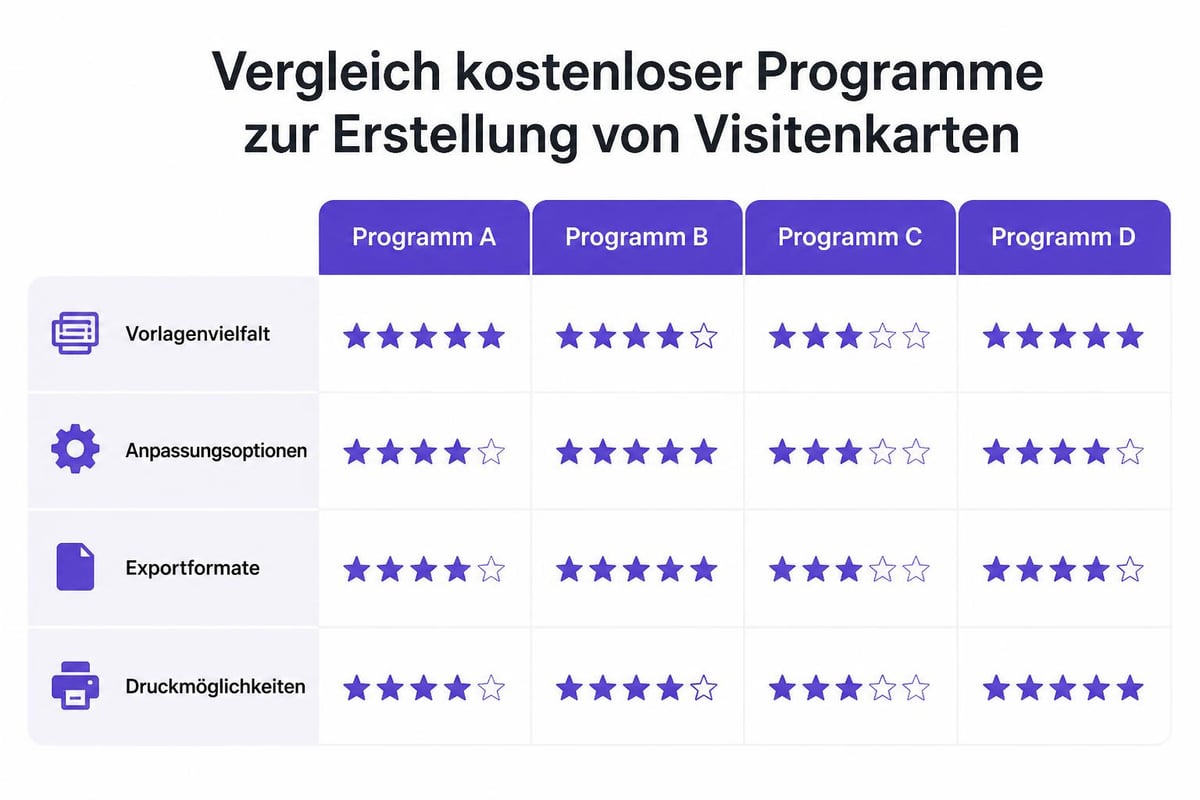 Visitenkarten Software Features