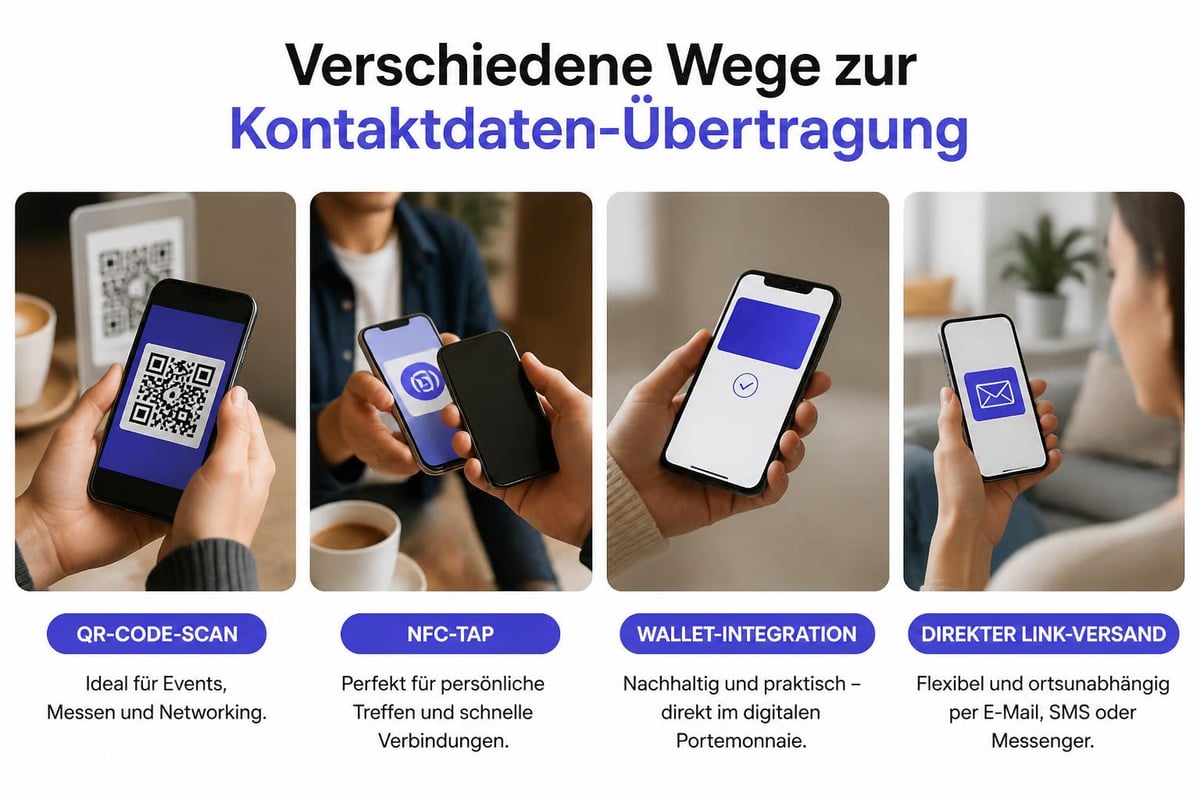 Digitale Visitenkarten Sharing-Methoden