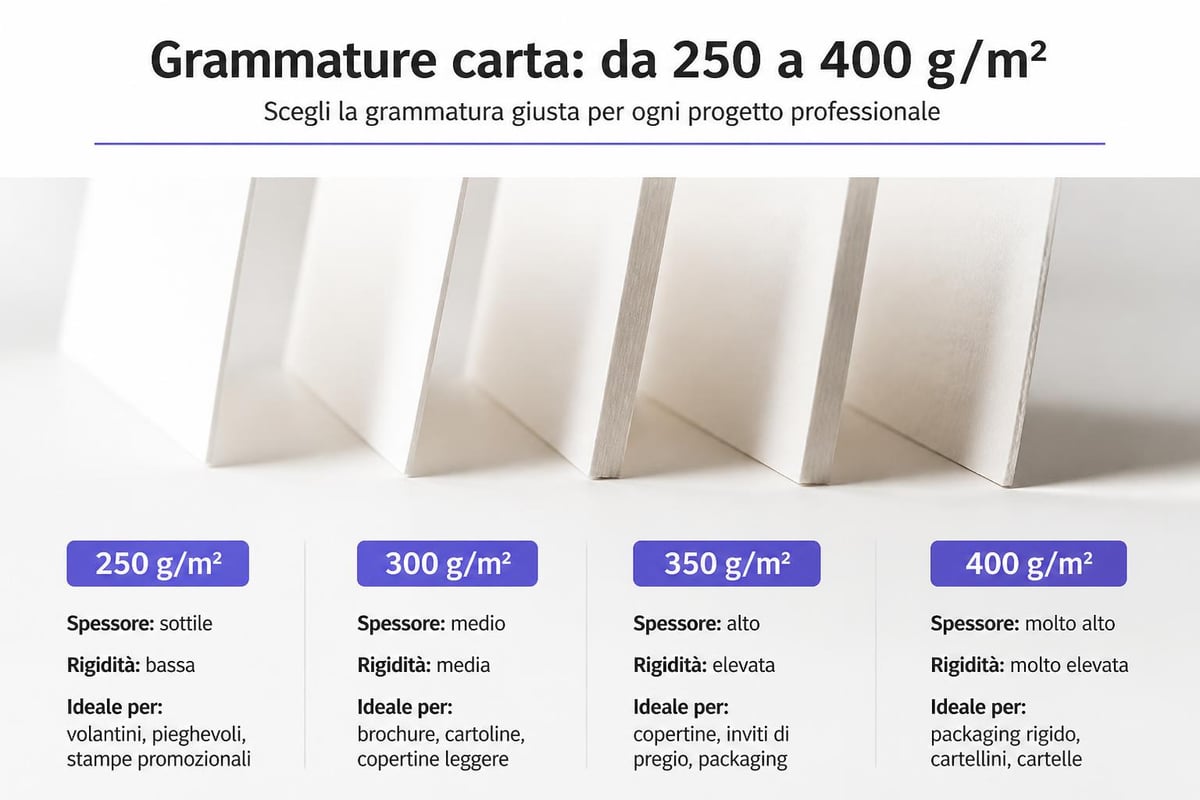 Scala delle grammature per biglietti da visita