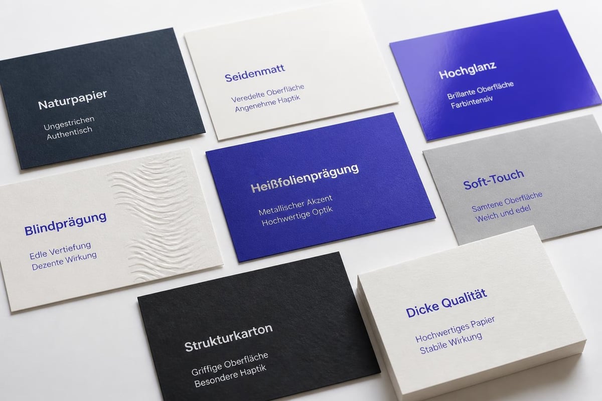 Materialoptionen für Visitenkarten