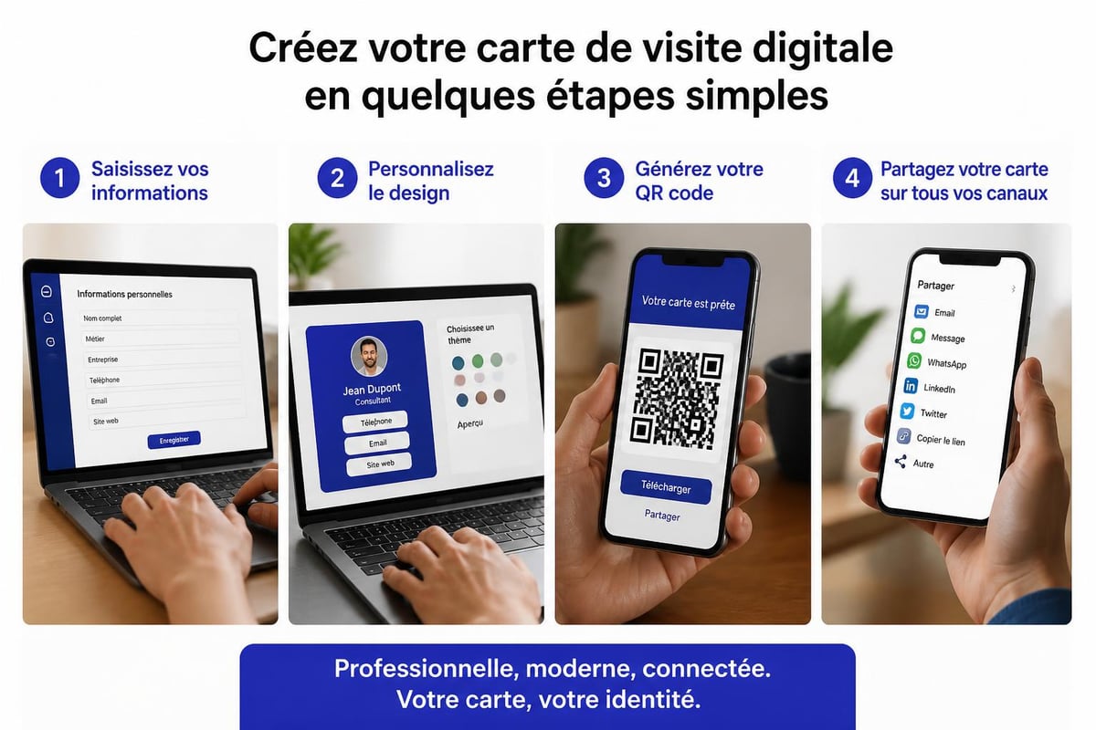Étapes création carte visite numérique