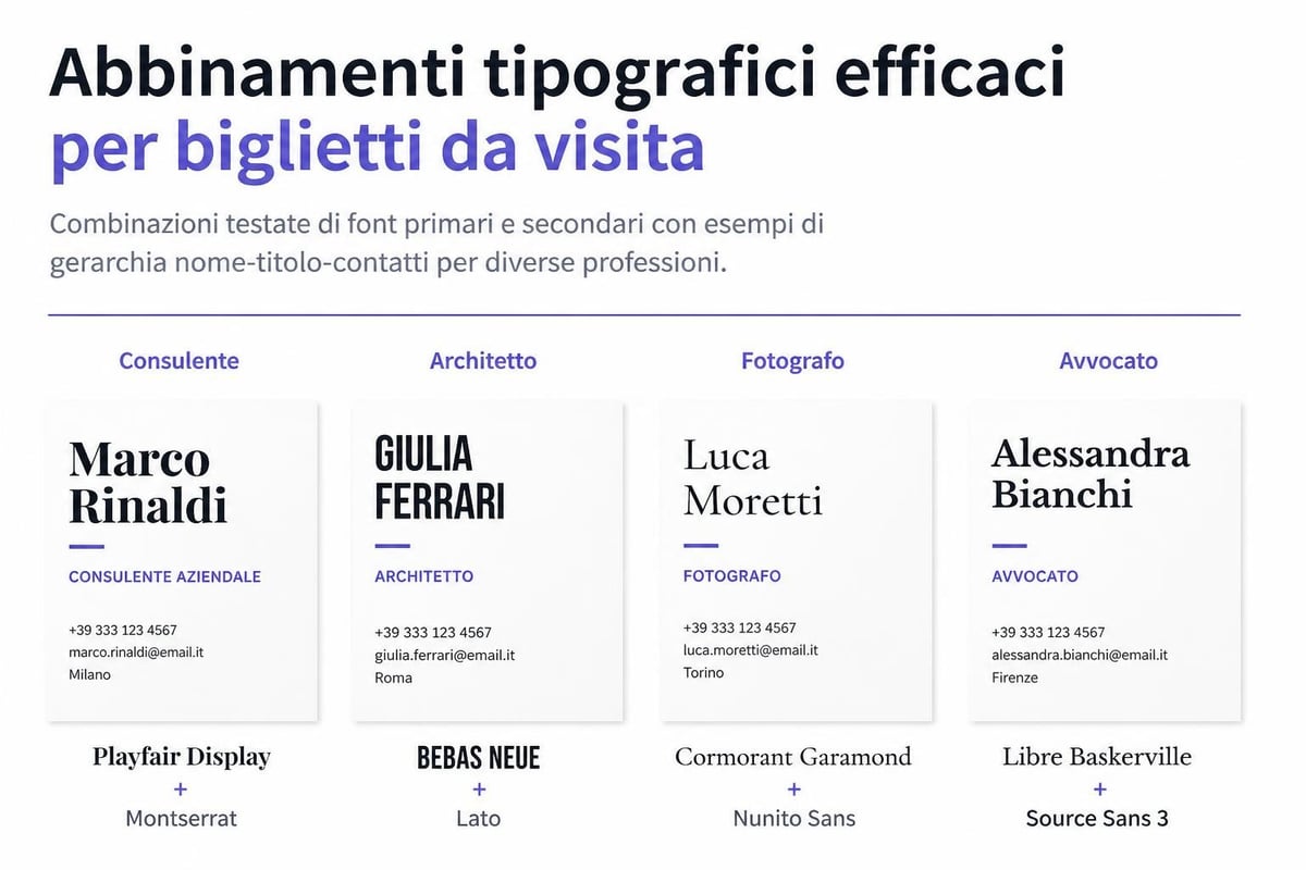 Combinazioni font biglietti visita
