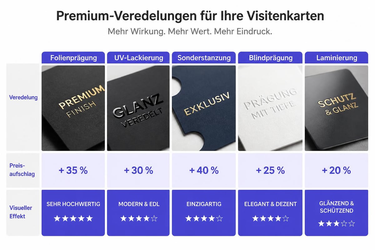 Veredelungsoptionen Visitenkarten