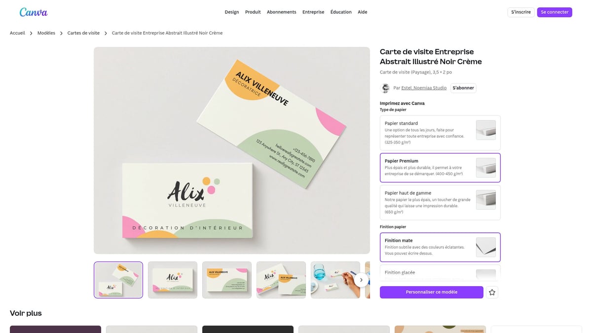 8 Carte De Visite Modeles Créatifs À Découvrir En 2026 - Carte de visite Entreprise Abstrait Illustré Noir Crème – Canva