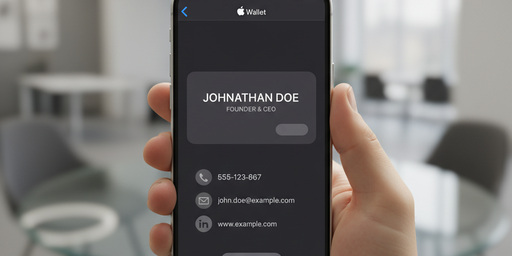 Preferred ways to share digital business card showing Apple Wallet integration