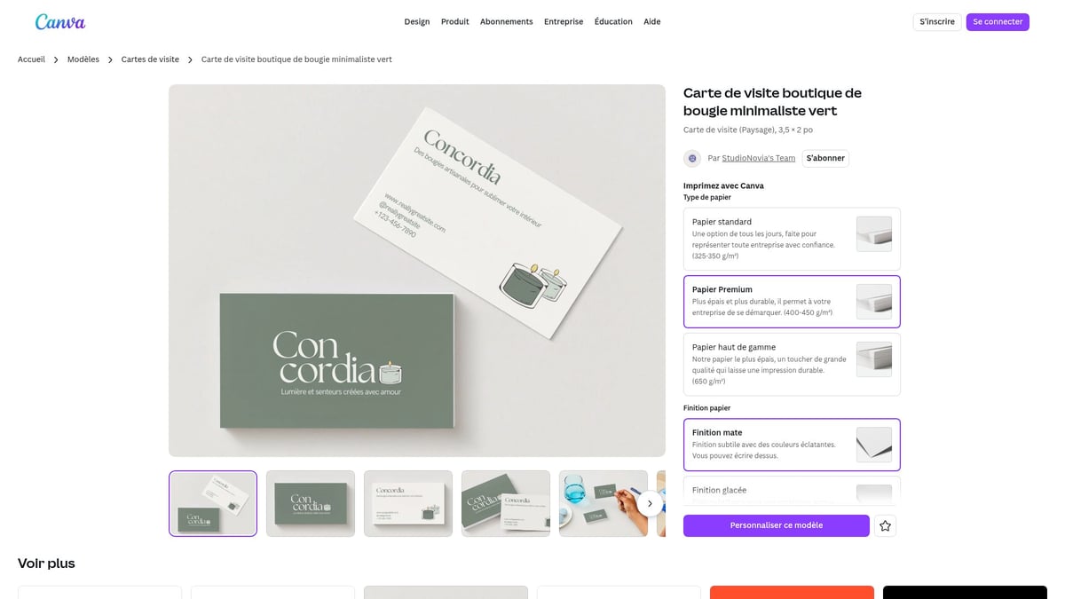 8 Modèles Cartes De Visite Tendance À Découvrir En 2026 - Carte de visite boutique de bougie minimaliste vert – Canva