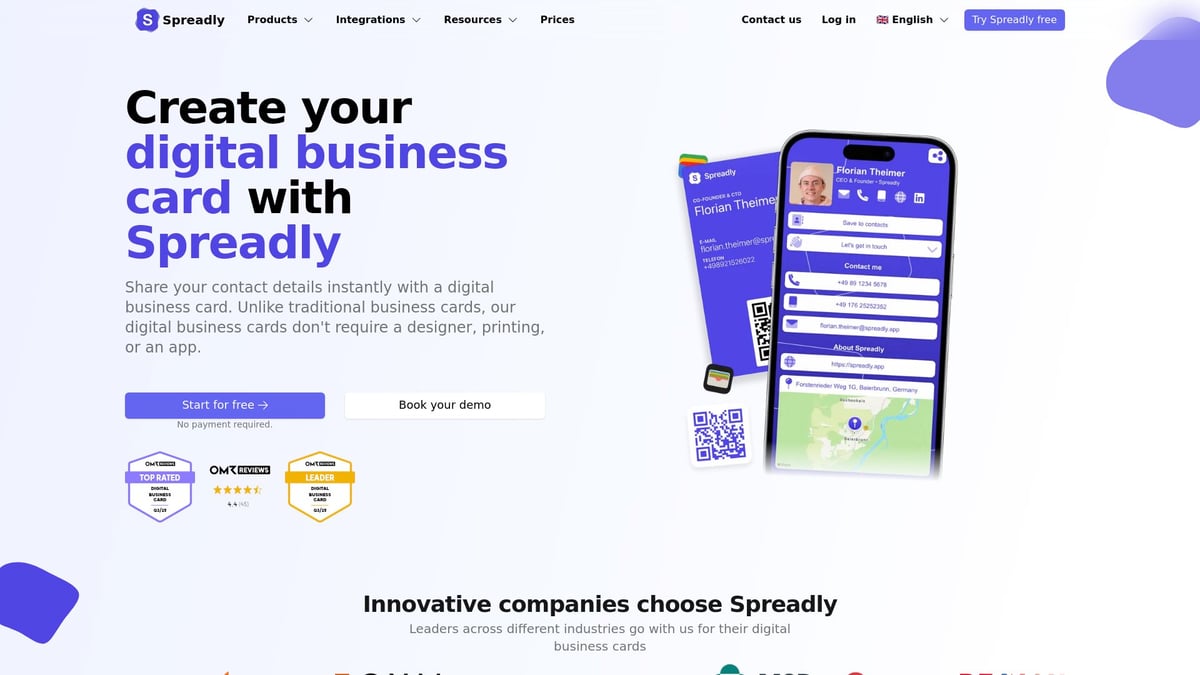 Top 7 Best Business Card App in Europe for 2025 - Spreadly