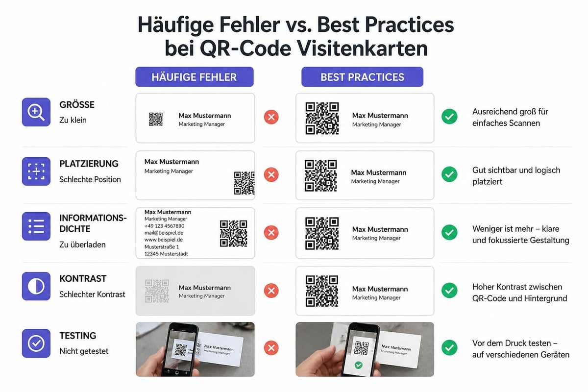 QR Code Visitenkarte Best Practices