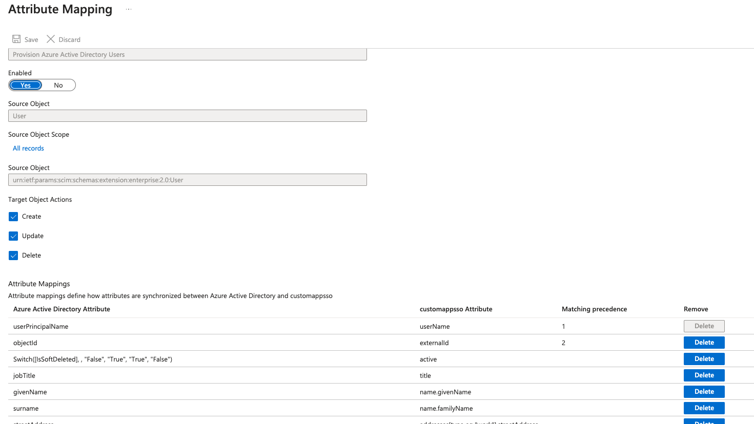 Setup SCIM Mapping attributes in Entra-ID